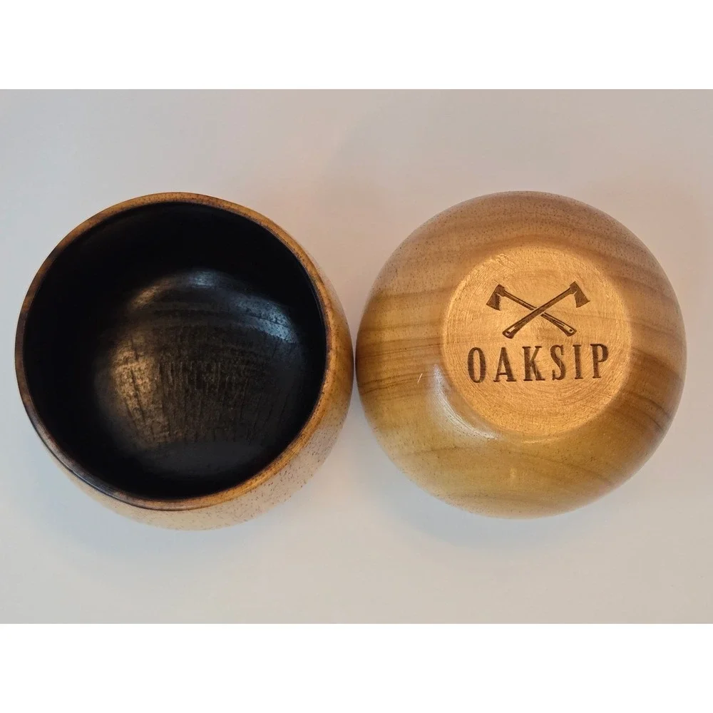 Oaksip Wooden Whiskey‎ Tumbler Set of 2 Handcrafted Natural Grain Charred